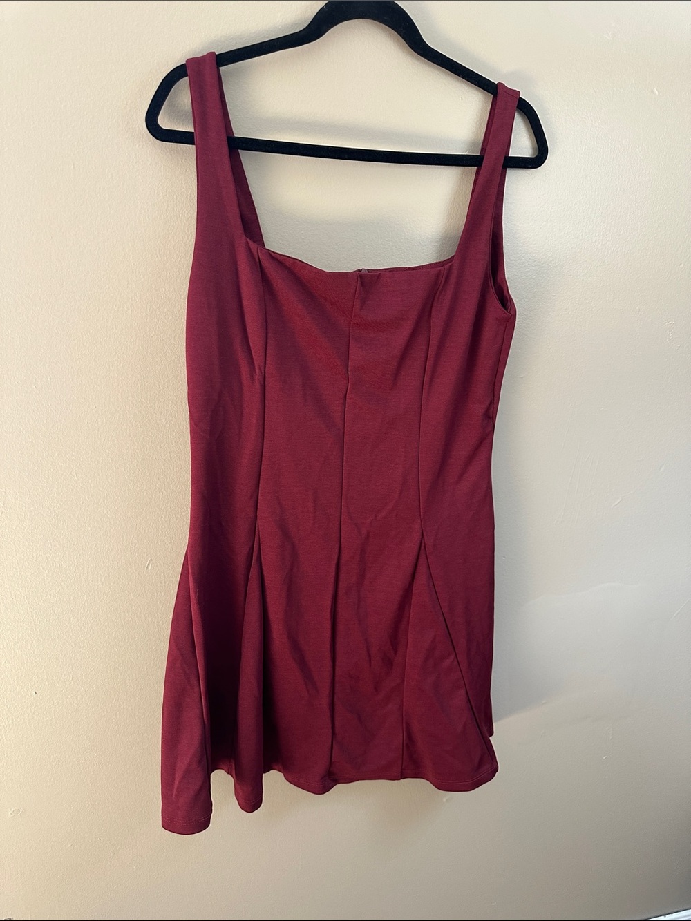 Forever 21 Burgundy Wine Square Neck A-Line Mini Dress - Size XL